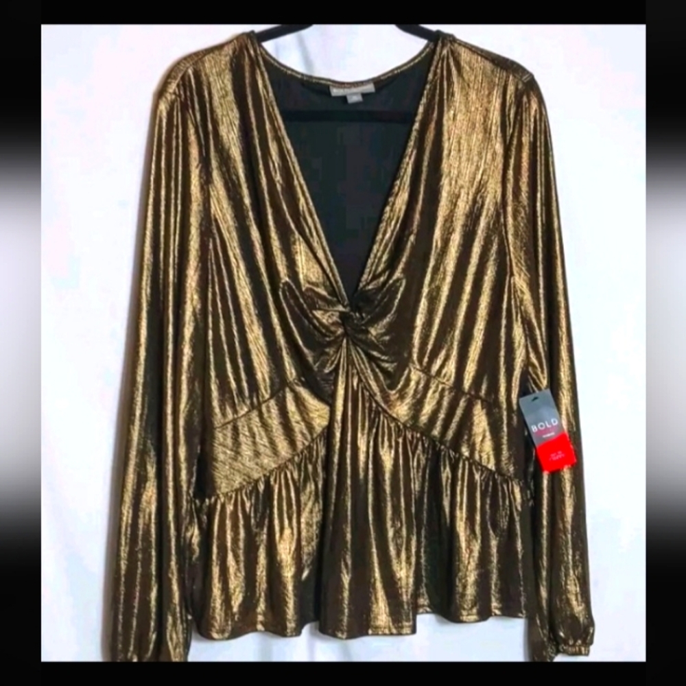 NWT Bold Elements Gold Foil Top Sz 1X